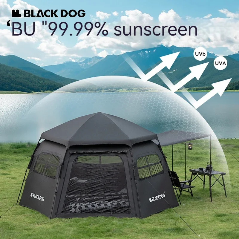 Camping Hexagon Automatic Tent 12.5㎡ Large Space 3 Window One-touch Tourist Tent Waterproof PU3000+