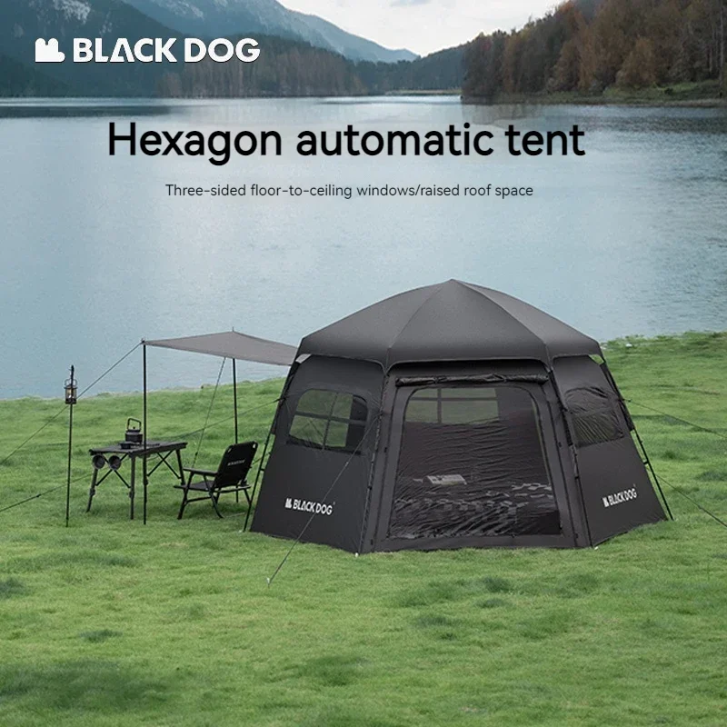 Camping Hexagon Automatic Tent 12.5㎡ Large Space 3 Window One-touch Tourist Tent Waterproof PU3000+
