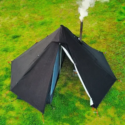 Camping Hot Tent with Chimney Window Outdoor Ultralight Tipi Teepee Tent Pyramid Double Layer Bushcraft 1 Person Tents