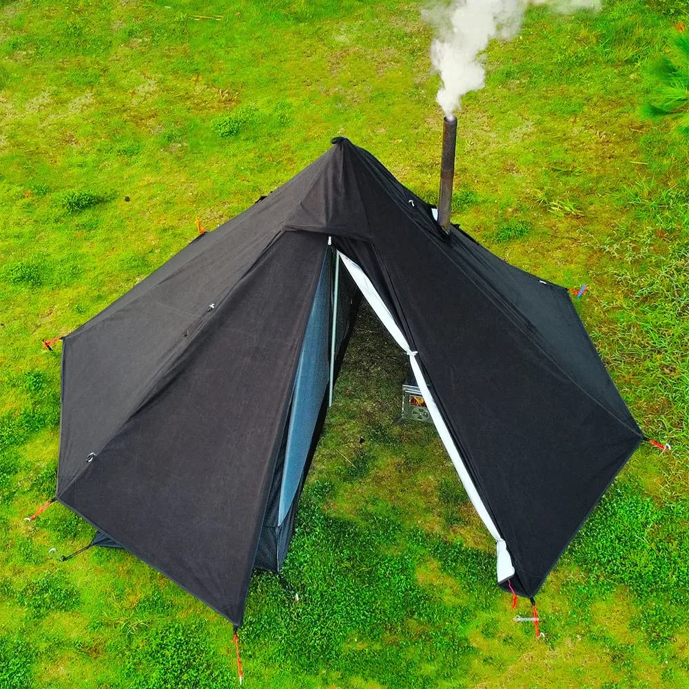 Camping Hot Tent with Chimney Window Outdoor Ultralight Tipi Teepee Tent Pyramid Double Layer Bushcraft 1 Person Tents Camping Hot Tent with Chimney Window Outdoor Ultralight Tipi Teepee Tent Pyramid Double Layer Bushcraft 1 Person Tents