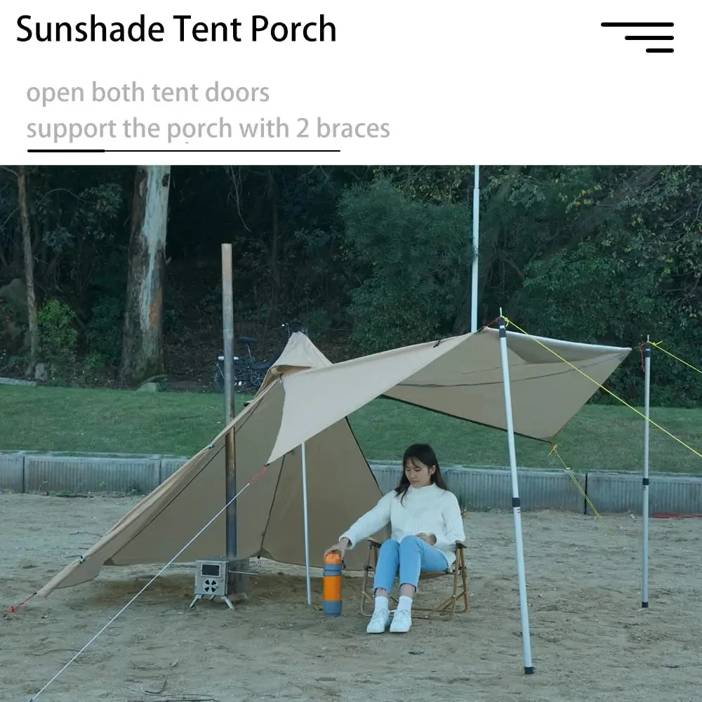 Camping Hot Tent with Chimney Window Outdoor Ultralight Tipi Teepee Tent Pyramid Double Layer Bushcraft 1 Person Tents