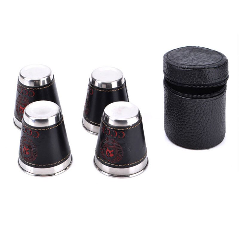 Camping Shot Glass with Leather Pouch (4 pcs) Camping Shot Glass with Leather Pouch (4 pcs)
