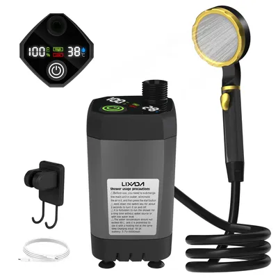 Camping Shower Pump RV Outdoor Shower Kit Camp Shower w/Full Screen Intelligent Digital Display Adjustable 6000mAh