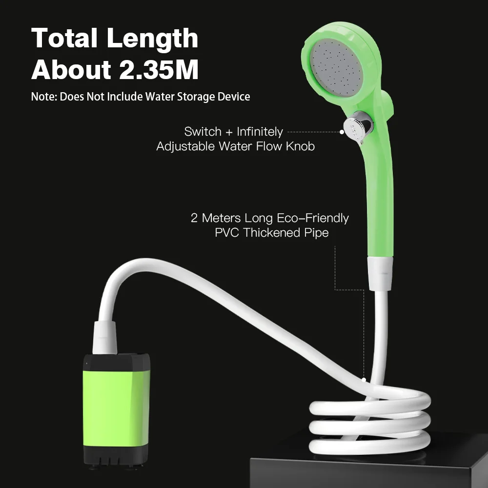 Camping Shower Pump RV Outdoor Shower Kit Camp Shower w/Full Screen Intelligent Digital Display Adjustable 6000mAh