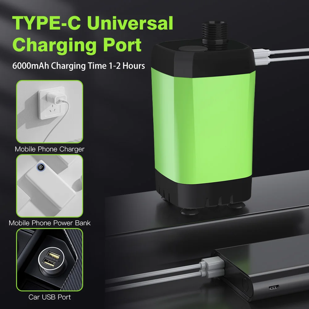 Camping Shower Pump RV Outdoor Shower Kit Camp Shower w/Full Screen Intelligent Digital Display Adjustable 6000mAh
