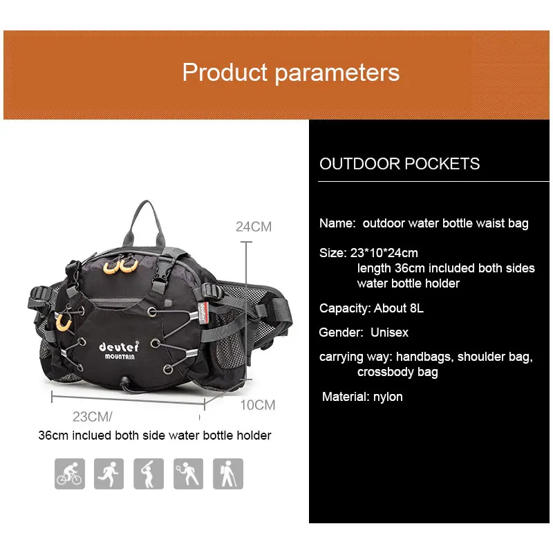 Camping Waist Chest Bag Outdoor Nylon Shoulder Bag Crossbody Travel Cycling Bicycle Riding Running Handbags Climbing