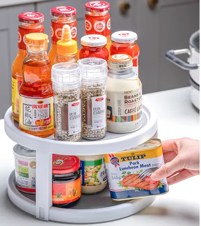 Can Storage Rack Two-Tier Organizer