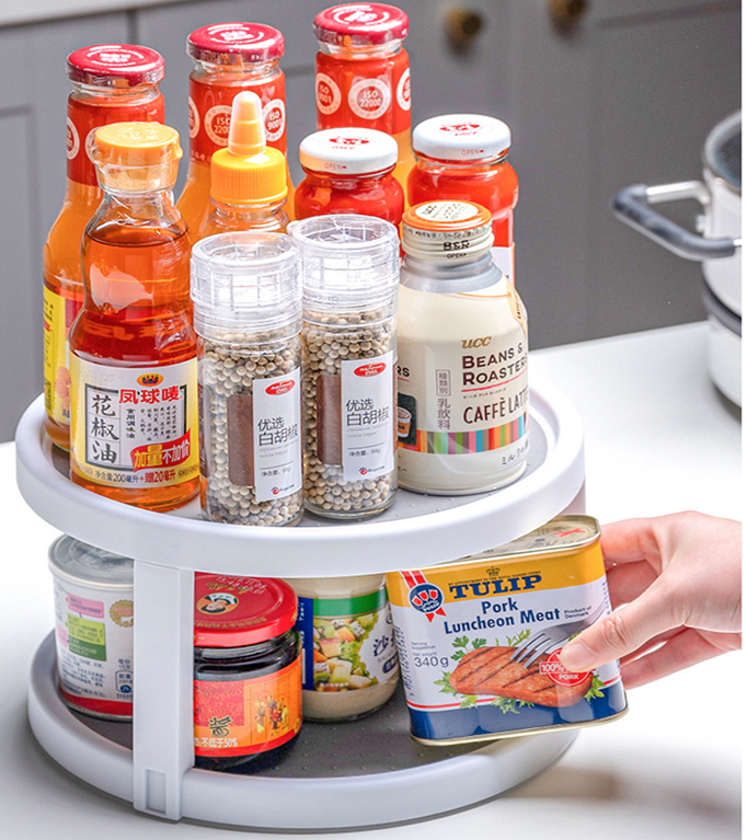 Can Storage Rack Two-Tier Organizer