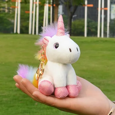 Candy Color Unicorn Plush Keychain