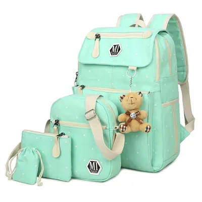 Canvas Bag Sling Backpack Set (4pc Set)