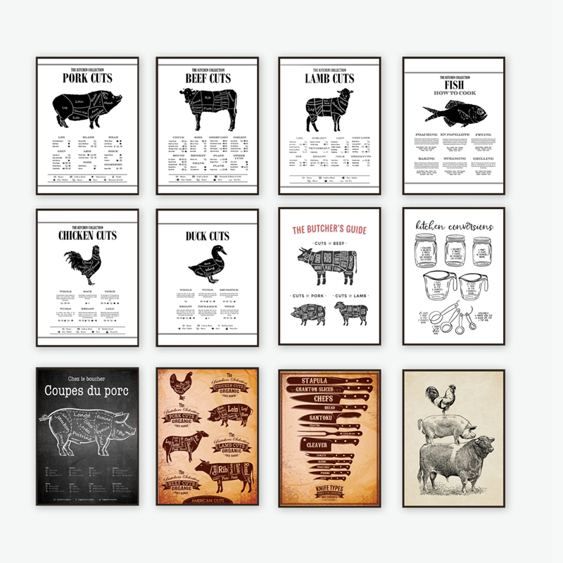 Canvas Butcher Poster Kitchen Decoration