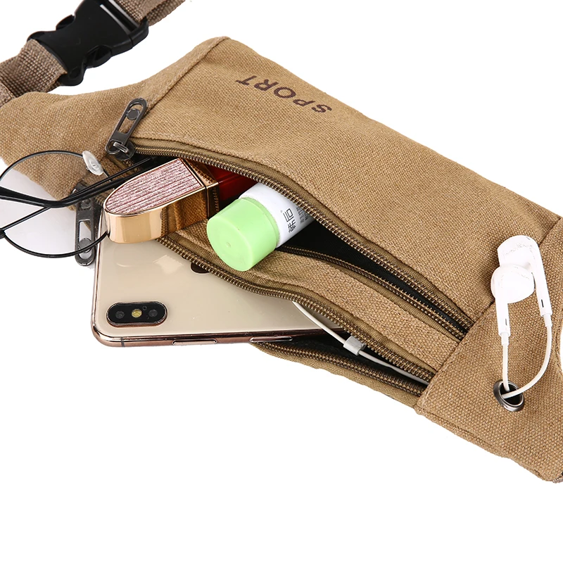 Canvas Fit Waistpack Mobile Waistpack Men's Sports Outdoor Leisure Running Anti theft Ultra Thin Invisible