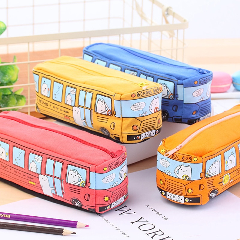 Canvas Pencil Case Bus Design Canvas Pencil Case Bus Design