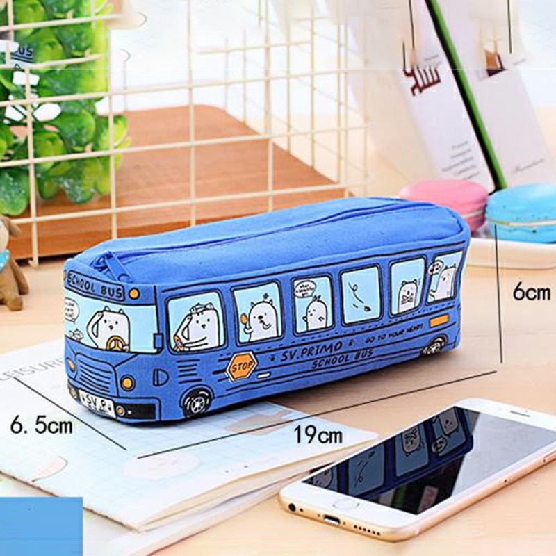 Canvas Pencil Case Bus Design
