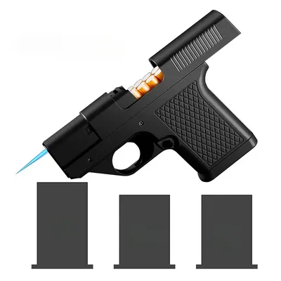 Capacity 10PCS Pistol Style Lighters with 3 Cigarette Case Jet Blue Flame Gas Lighter Windproof Cigar Lighter Gadgets Capacity 10PCS Pistol Style Lighters with 3 Cigarette Case Jet Blue Flame Gas Lighter Windproof Cigar Lighter Gadgets