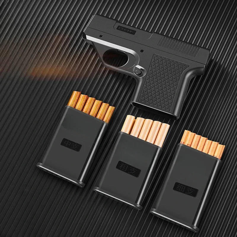 Capacity 10PCS Pistol Style Lighters with 3 Cigarette Case Jet Blue Flame Gas Lighter Windproof Cigar Lighter Gadgets Capacity 10PCS Pistol Style Lighters with 3 Cigarette Case Jet Blue Flame Gas Lighter Windproof Cigar Lighter Gadgets