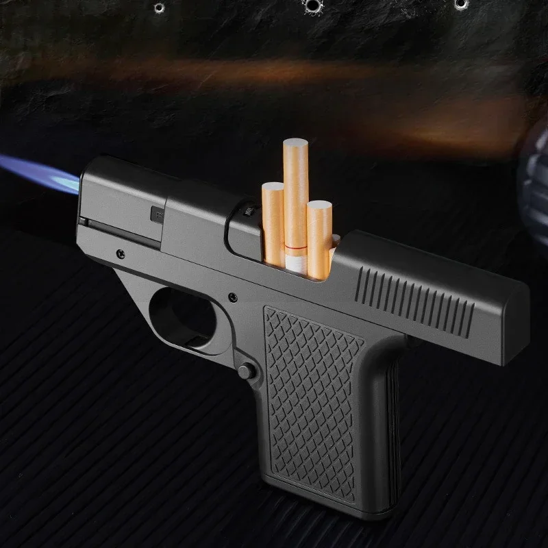 Capacity 10PCS Pistol Style Lighters with 3 Cigarette Case Jet Blue Flame Gas Lighter Windproof Cigar Lighter Gadgets Capacity 10PCS Pistol Style Lighters with 3 Cigarette Case Jet Blue Flame Gas Lighter Windproof Cigar Lighter Gadgets