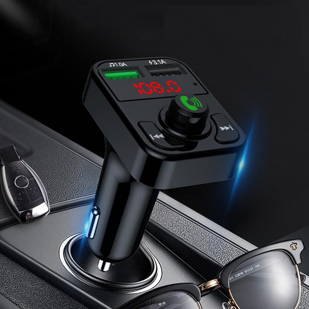 Car Bluetooth 5.0 FM Transmitter Wireless Handsfree Audio Receiver Auto MP3 Player 2.1A Dual USB Fast Charger Car