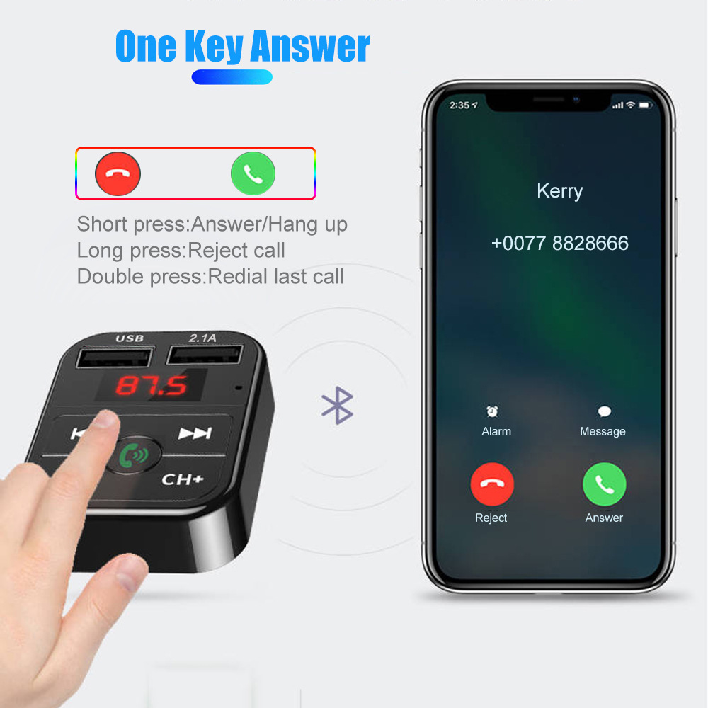 Car Bluetooth 5.0 FM Transmitter Wireless Handsfree Audio Receiver Auto MP3 Player 2.1A Dual USB Fast Charger Car Car Bluetooth 5.0 FM Transmitter Wireless Handsfree Audio Receiver Auto MP3 Player 2.1A Dual USB Fast Charger Car