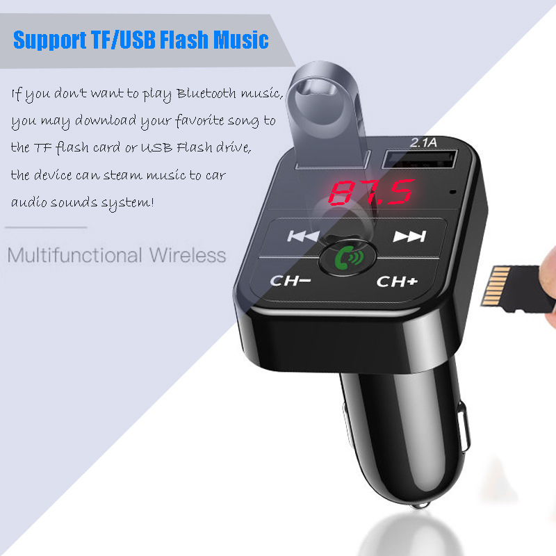 Car Bluetooth 5.0 FM Transmitter Wireless Handsfree Audio Receiver Auto MP3 Player 2.1A Dual USB Fast Charger Car Car Bluetooth 5.0 FM Transmitter Wireless Handsfree Audio Receiver Auto MP3 Player 2.1A Dual USB Fast Charger Car