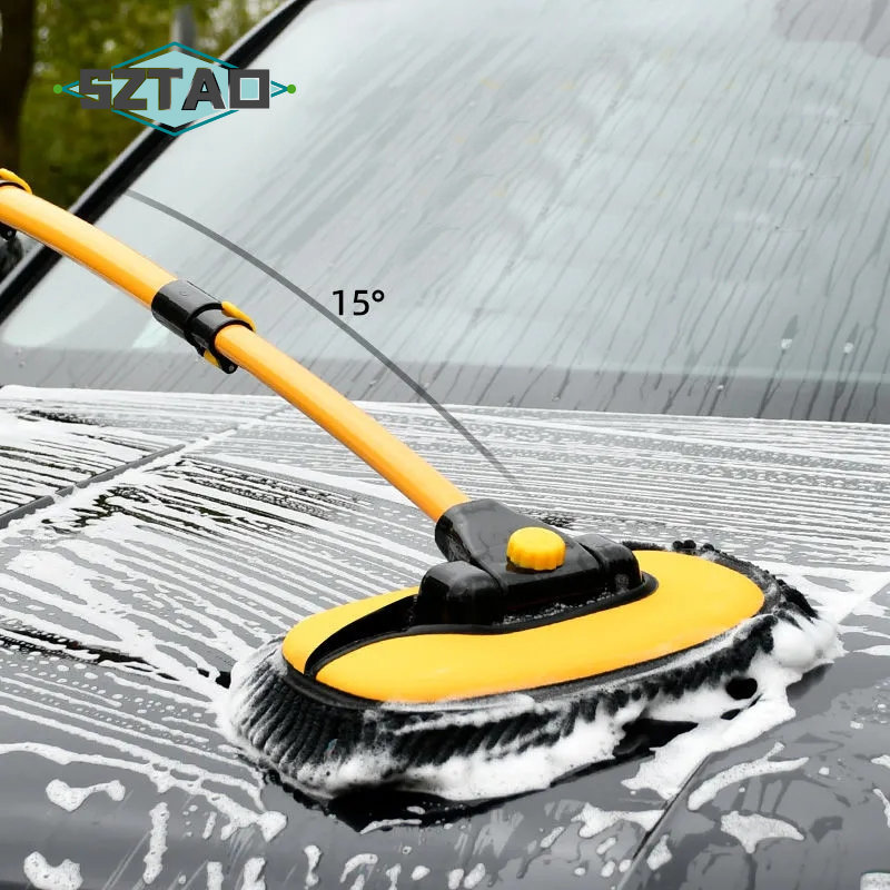 Car Cleaning Brush Car Wash Brush Telescoping Long Handle Cleaning Mop Chenille Broom Auto Accessories