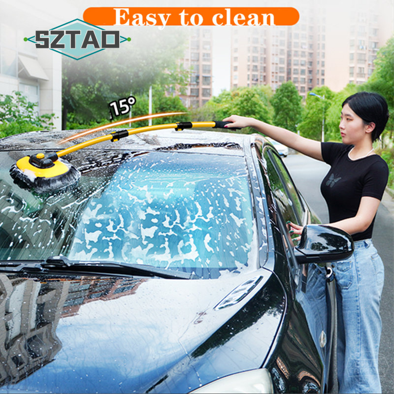 Car Cleaning Brush Car Wash Brush Telescoping Long Handle Cleaning Mop Chenille Broom Auto Accessories