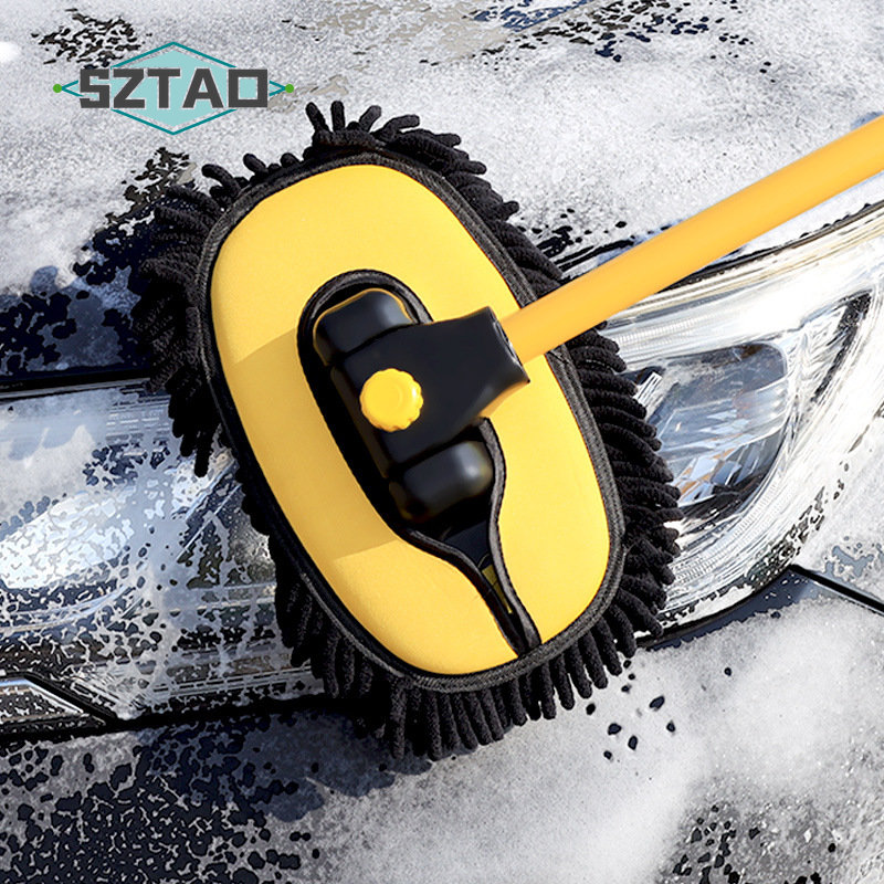 Car Cleaning Brush Car Wash Brush Telescoping Long Handle Cleaning Mop Chenille Broom Auto Accessories