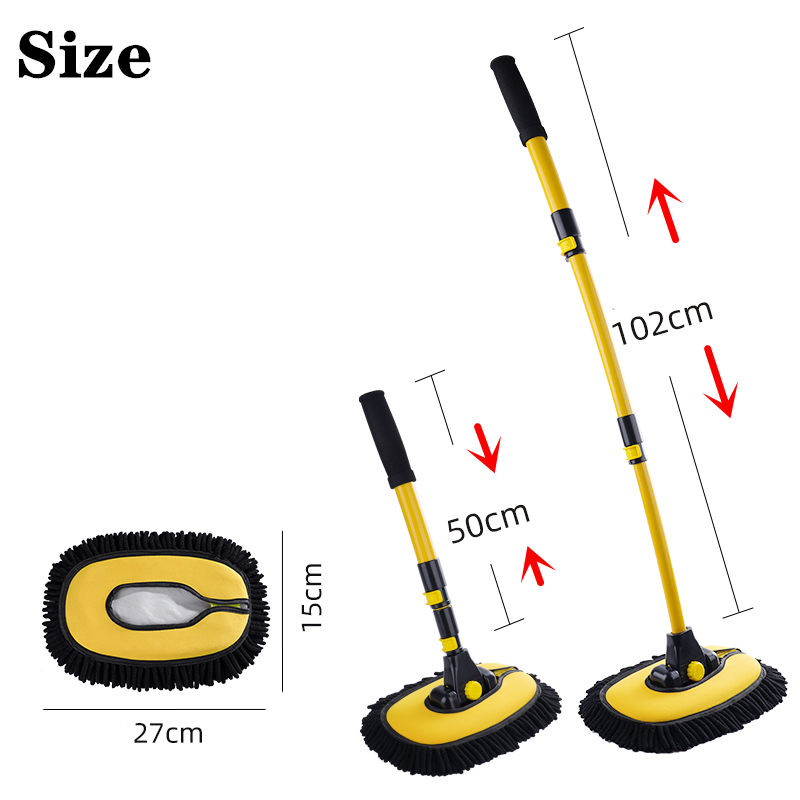 Car Cleaning Brush Car Wash Brush Telescoping Long Handle Cleaning Mop Chenille Broom Auto Accessories