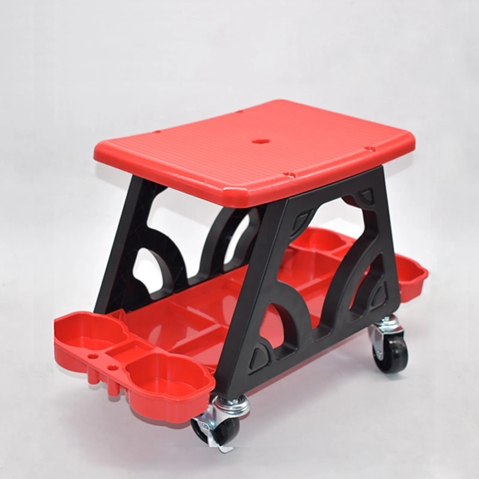 Car Detailing Stool Chair with Storage Holder Auto Workshop Bench Wheels Roller Creeper Seat Roller Mechanics Seat for