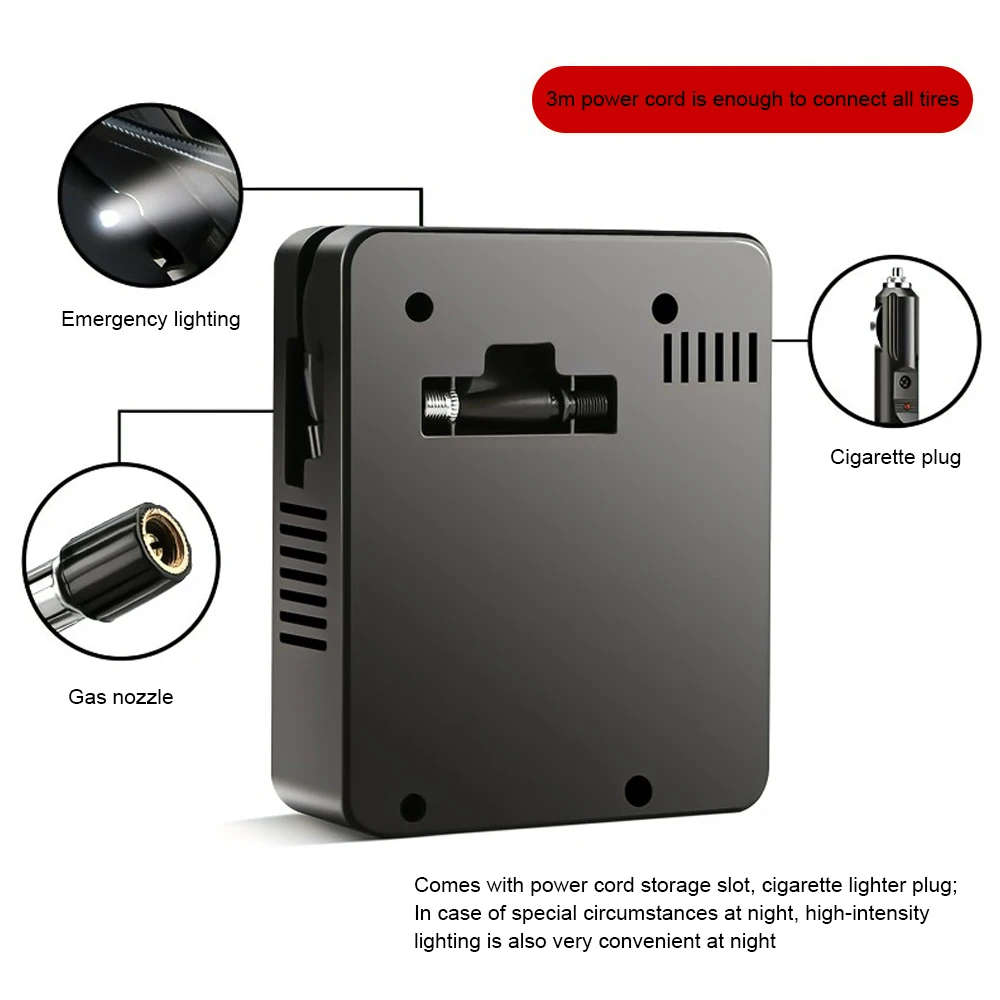 Car Electric Air Pump Mini Tire Inflator 12V 100PSI 35L/Min Portable Air Compressor For Car Motorcycles Bicycle Ball