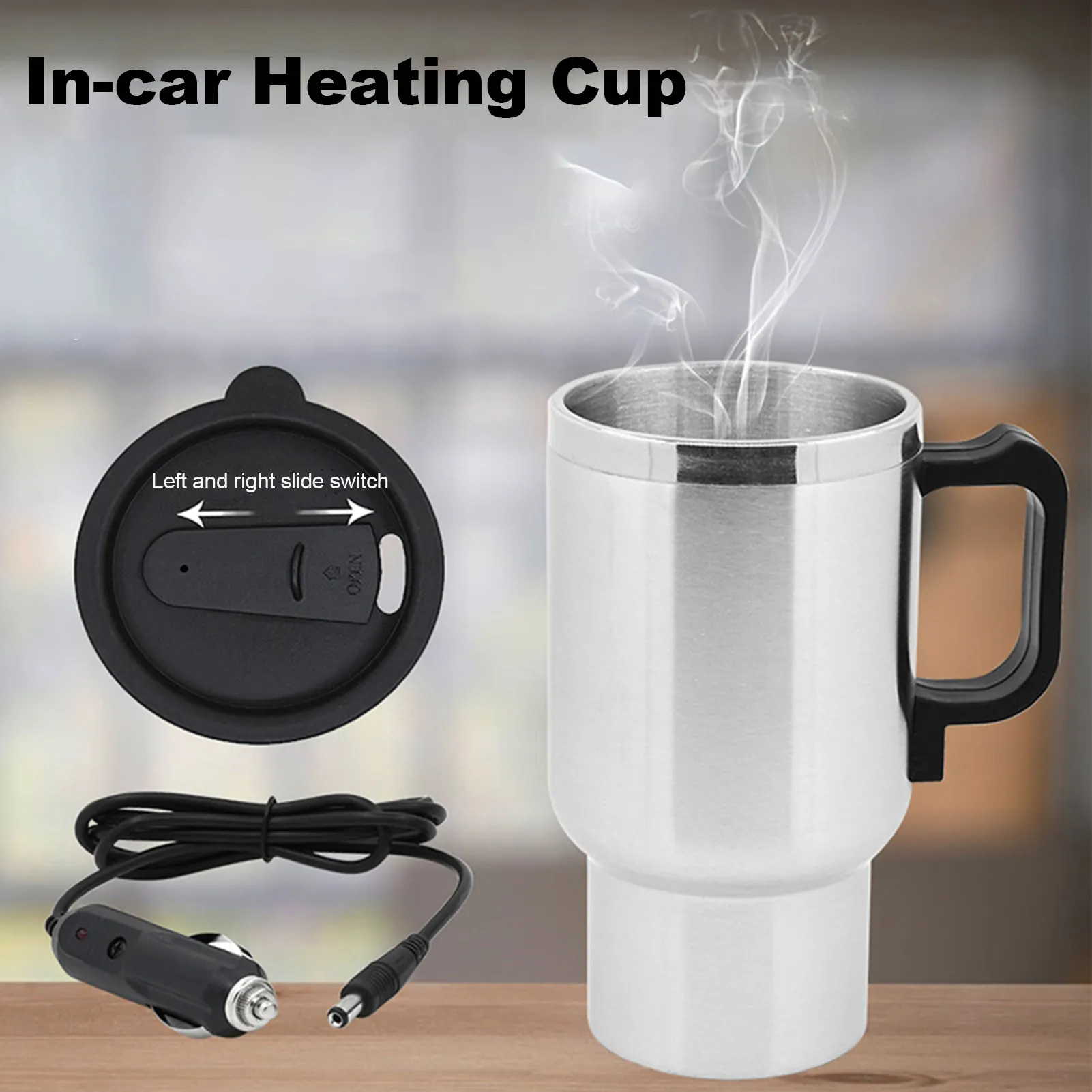 Car Electric Kettle Stainless Steel 450ml Kettle Pot Heated Automatic Shut Off for Water Tea Coffee Milk Car Kettle