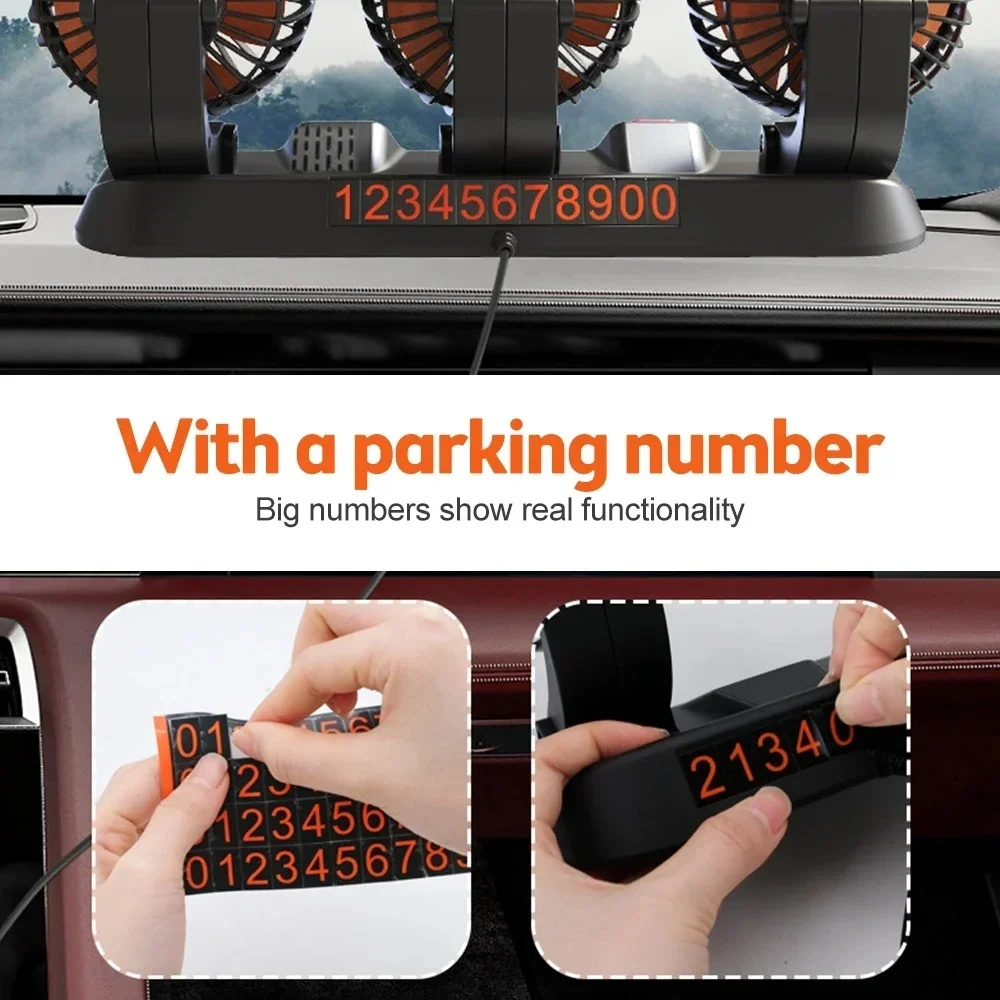 Car Fan 360° Adjustable 3 Head Air Fan Automotive Electric Fan USB/12V/24V Fan 2 Speeds Car Silent Fan For Home Desk Car Fan 360° Adjustable 3 Head Air Fan Automotive Electric Fan USB/12V/24V Fan 2 Speeds Car Silent Fan For Home Desk