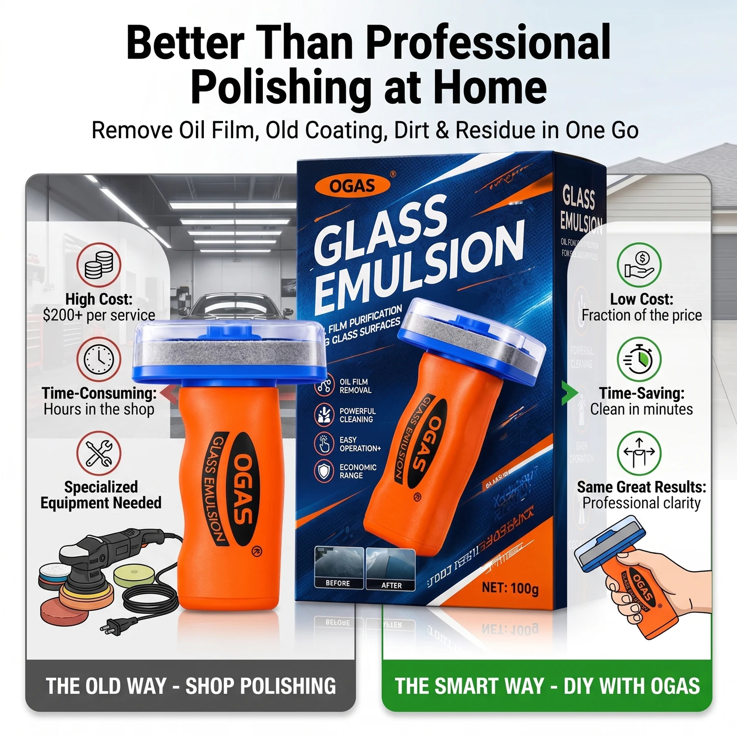 Car Glass Oil Film Remover Paste with Felt Brush Deep Cleaning Agent Remove Dirt Bird