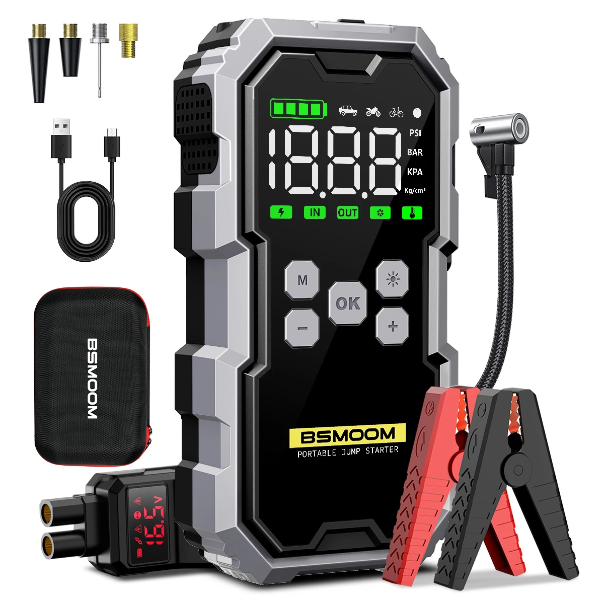 Car Jump Starter With Air Compressor LCD Screen 21800mAh Portable Booster Charger 6000A Powerful Car Battery Starting Car Jump Starter With Air Compressor LCD Screen 21800mAh Portable Booster Charger 6000A Powerful Car Battery Starting