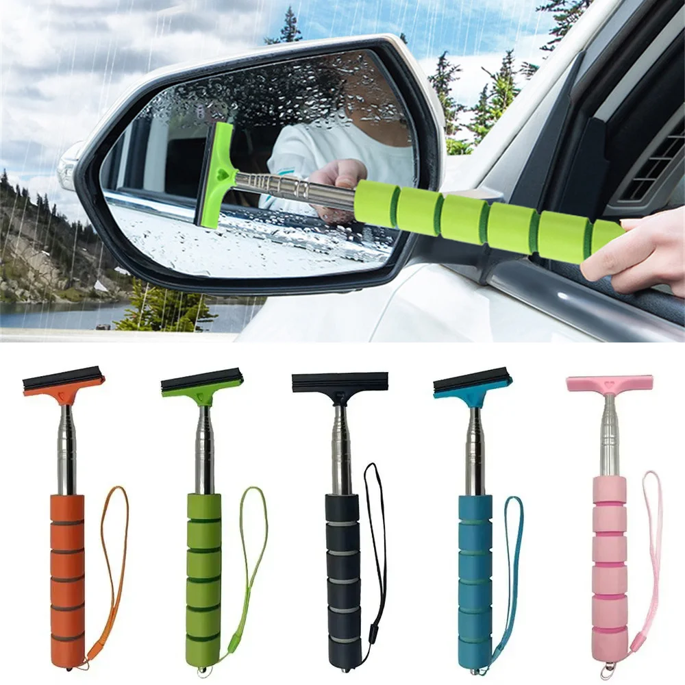 Car Rearview Mirror Wiper Stainless Steel Telescopic Retractable Layered Brush Head Window Wash Cleaning Brush Handheld Car Rearview Mirror Wiper Stainless Steel Telescopic Retractable Layered Brush Head Window Wash Cleaning Brush Handheld