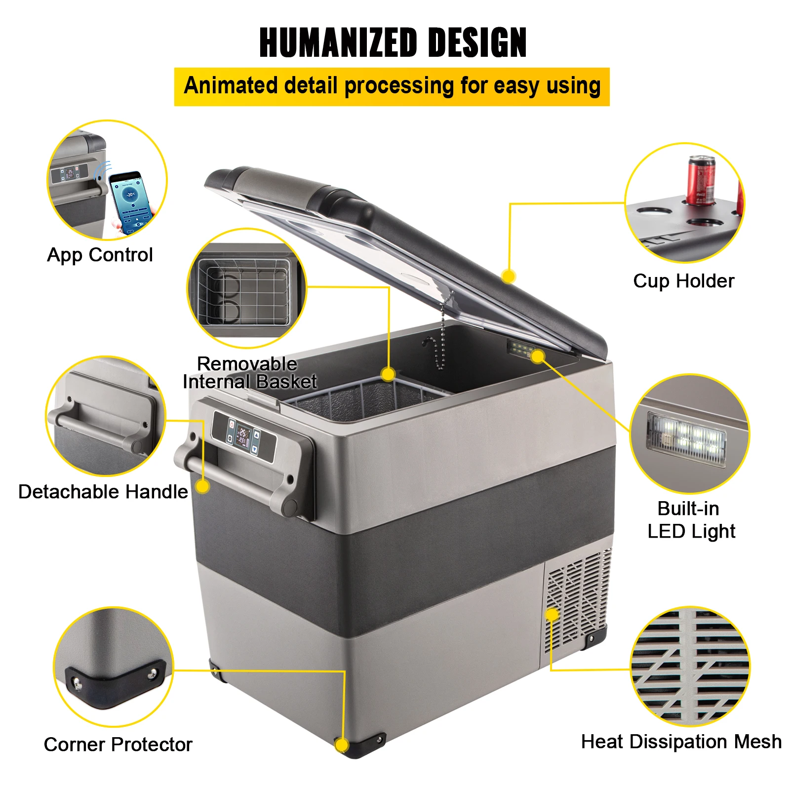 Car Refrigerator Mini Fridge 22L 35L 45L 55L Freezer Portable Compressor Cooler 12/24V DC 110-240V Ice Box for Camping