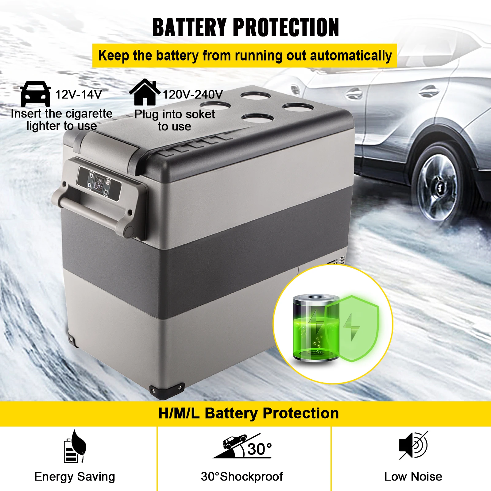 Car Refrigerator Mini Fridge 22L 35L 45L 55L Freezer Portable Compressor Cooler 12/24V DC 110-240V Ice Box for Camping