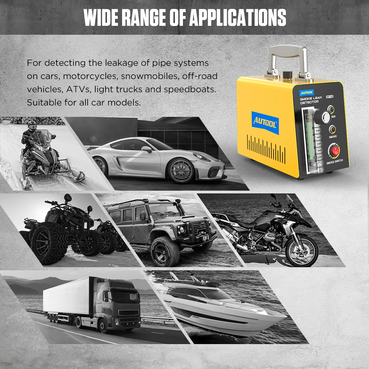 Car Smoke Leak Detector 12V Automotive EVAP Leakage Gas Leakage Locator Oil Pipe Generator Diagnostic Tool