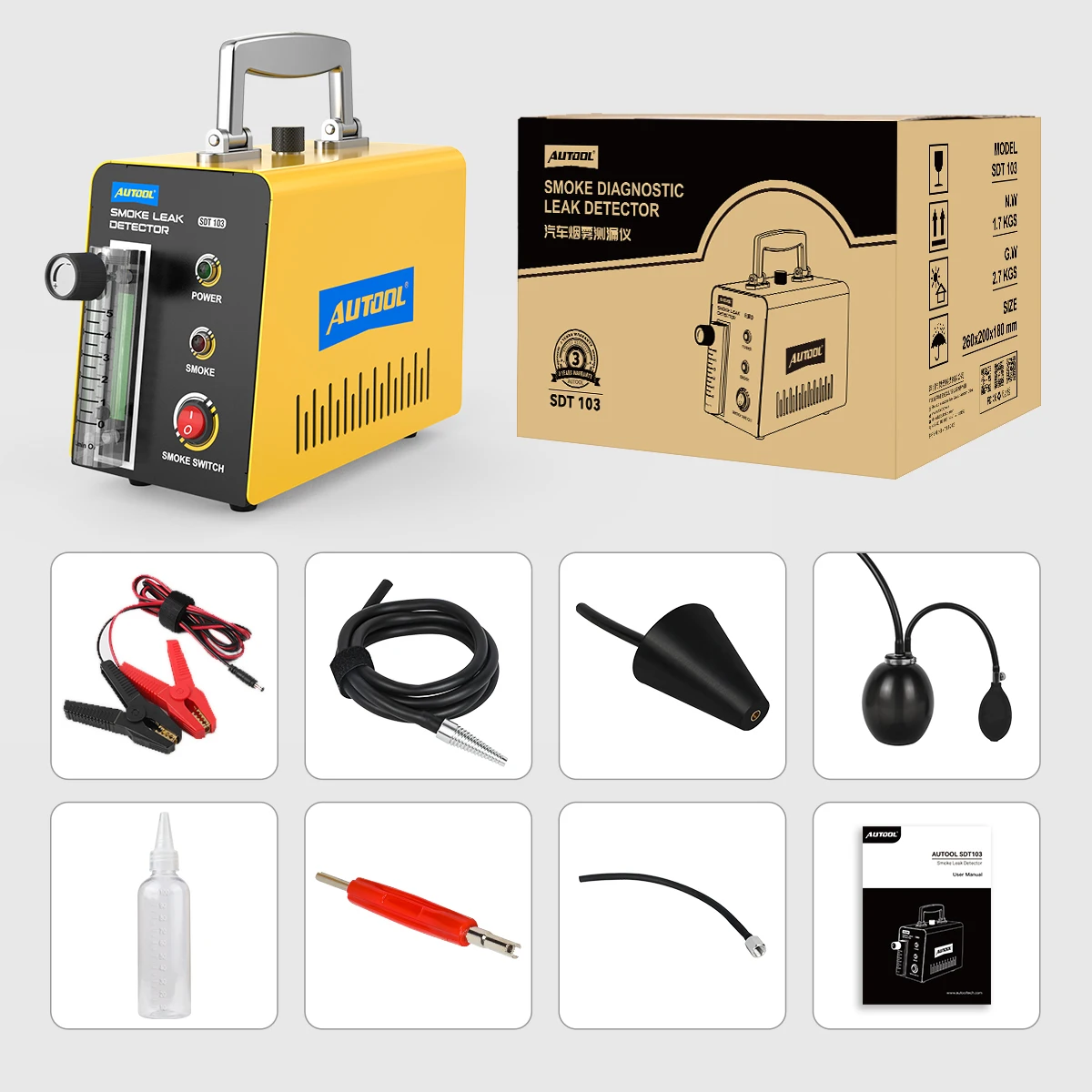 Car Smoke Leak Detector 12V Automotive EVAP Leakage Gas Leakage Locator Oil Pipe Generator Diagnostic Tool