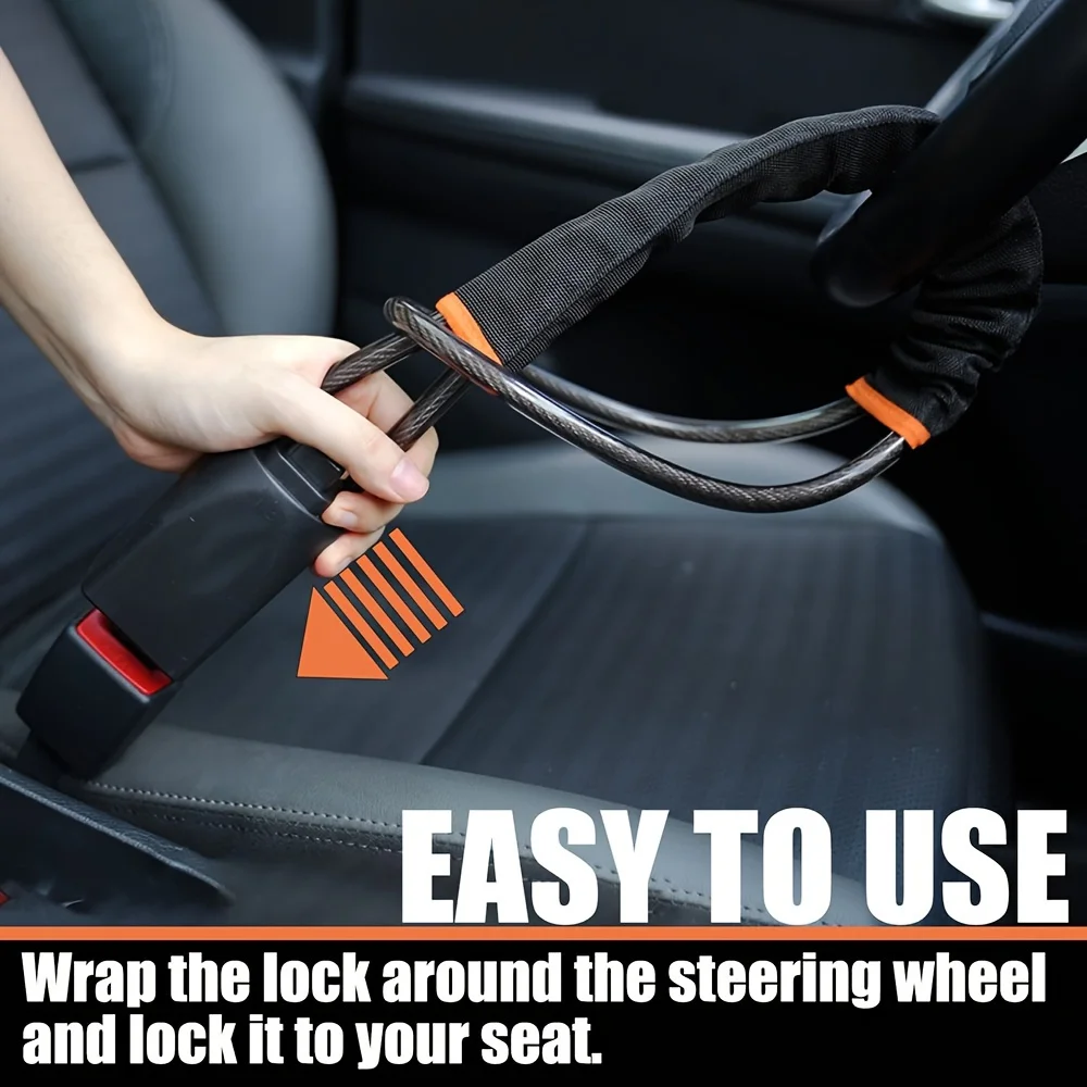 Car Steering Wheel Lock Reinforced Cable Lock in Red Blue Yellow Black Four Colors Automotive Security Deterrent Car Steering Wheel Lock Reinforced Cable Lock in Red Blue Yellow Black Four Colors Automotive Security Deterrent