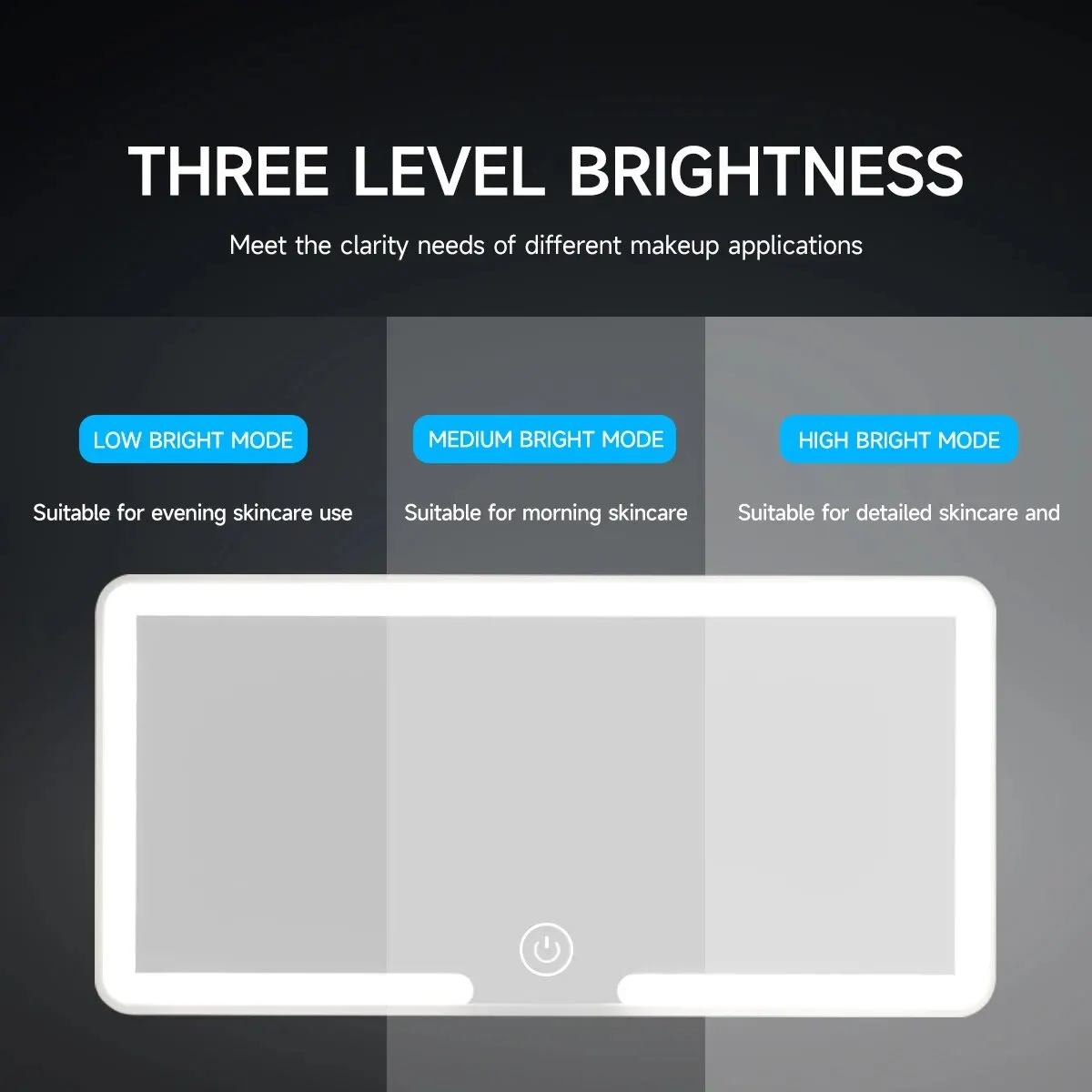 Car Sun Visor Makeup Mirror LED Touch Screen Adjustable Brightness Switchable Auto Interior Makeup Mirror Charging