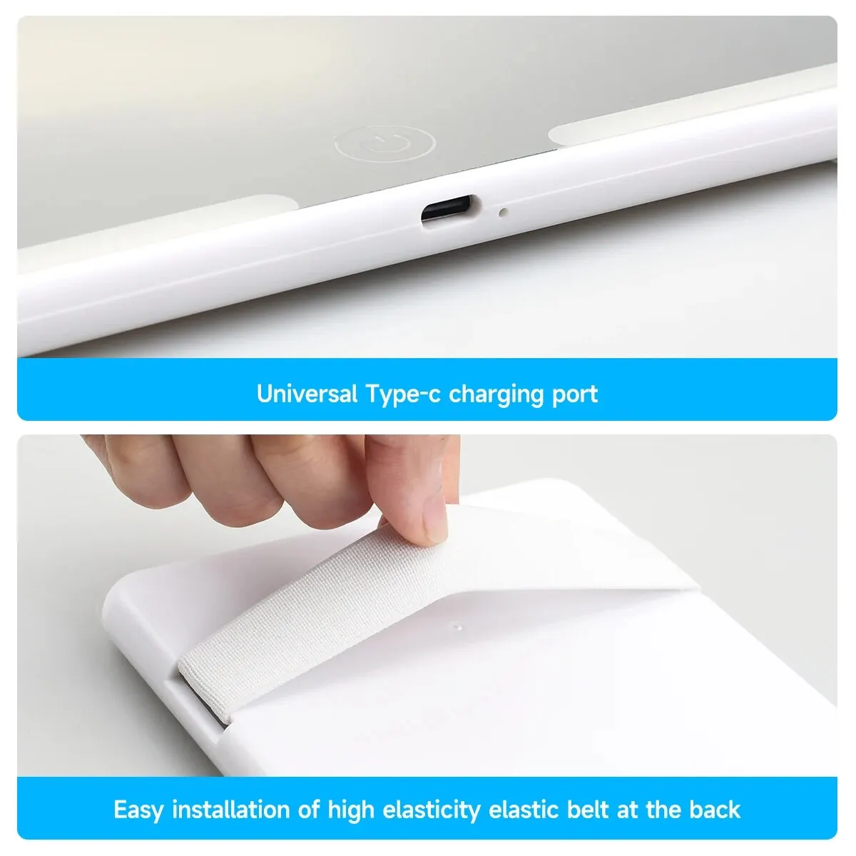Car Sun Visor Makeup Mirror LED Touch Screen Adjustable Brightness Switchable Auto Interior Makeup Mirror Charging