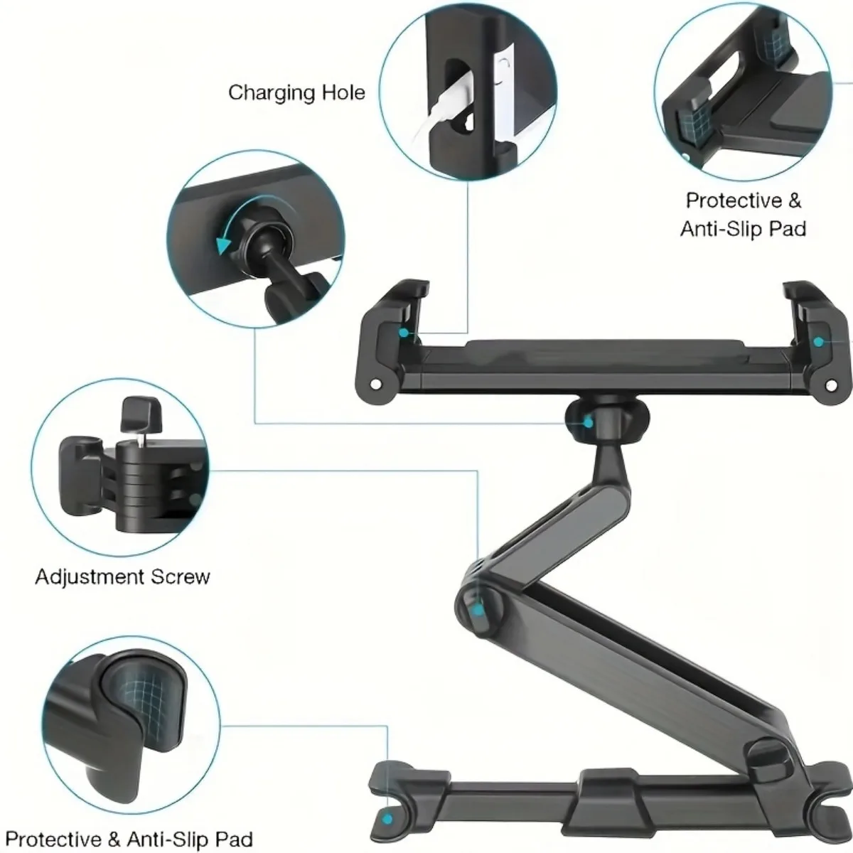 Car Tablet Holder, Headrest Tablet Mount Headrest Stand Cradle Compatible With Devices For IPad Air Mini, Other
