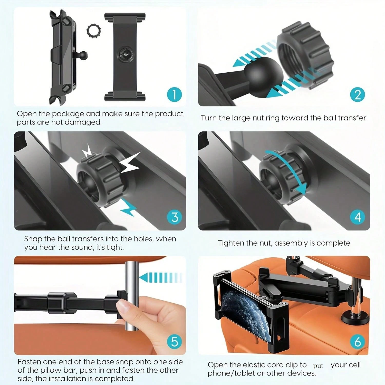 Car Tablet Holder, Headrest Tablet Mount Headrest Stand Cradle Compatible With Devices For IPad Air Mini, Other