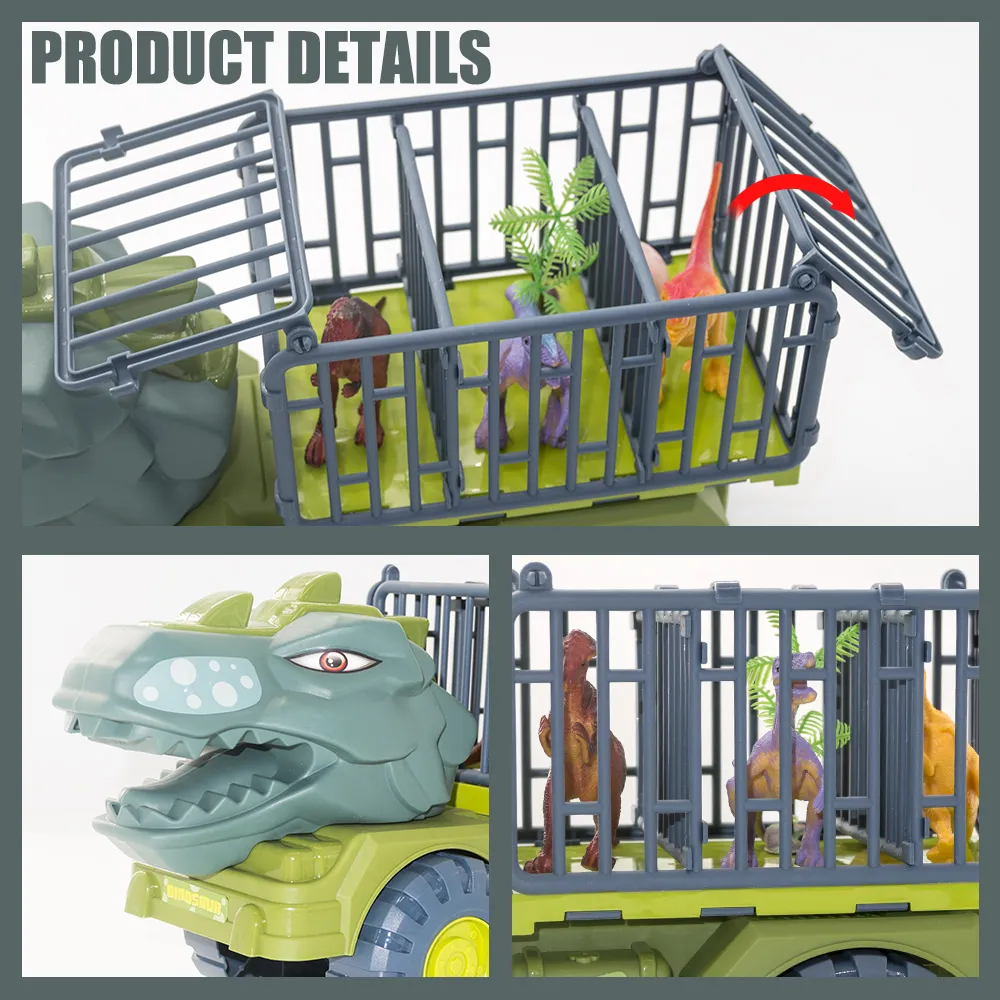 Car Toys Dinosaur Truck Transport Carrier Vehicle Dino Animal Model Tyrannosaurus Rex Truck Game Children Birthday Gifts
