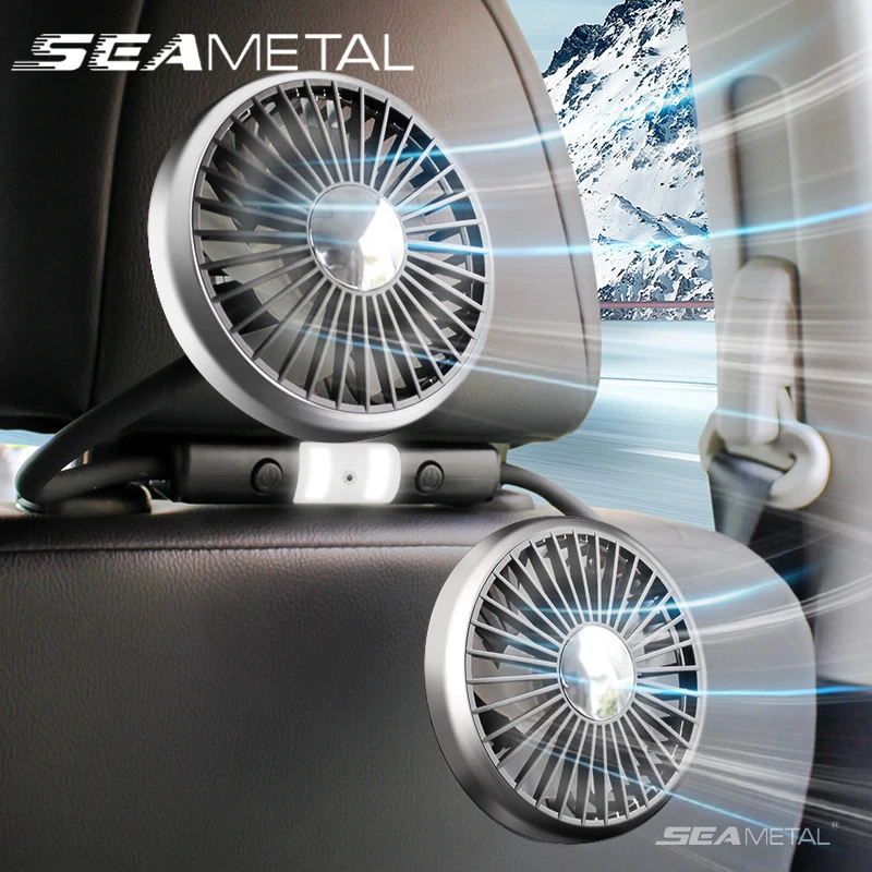 Car USB Fan Dual Head Cooling Air Fan Independent Switch 3-Speed 360 Degree Adjustable Auto Headrest Fan for Rear Seat Car USB Fan Dual Head Cooling Air Fan Independent Switch 3-Speed 360 Degree Adjustable Auto Headrest Fan for Rear Seat
