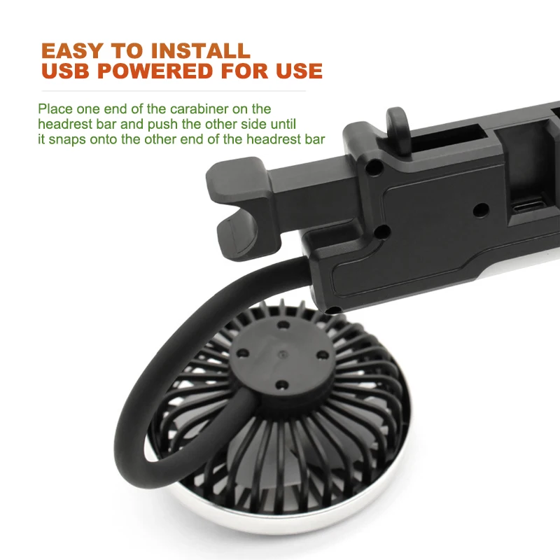 Car USB Fan Dual Head Cooling Air Fan Independent Switch 3-Speed 360 Degree Adjustable Auto Headrest Fan for Rear Seat Car USB Fan Dual Head Cooling Air Fan Independent Switch 3-Speed 360 Degree Adjustable Auto Headrest Fan for Rear Seat