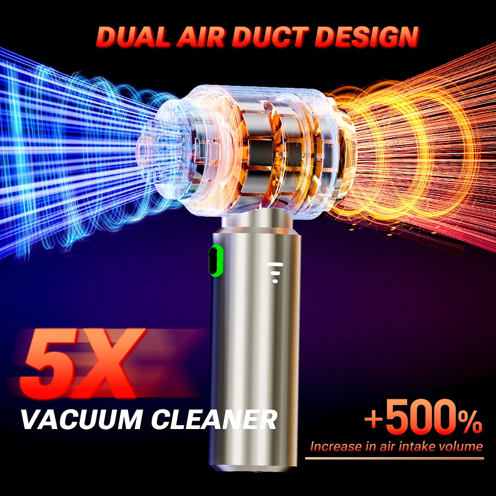 Car Vacuum Cleaner Strong Suction Cleaning Mini Machine Wireless Portable Handhled Blower Machine Home Appliances