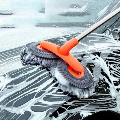 Car Washer Mop Foam Wash Chenille Brush Double Brush Head Roof Window Cleaning Maintenance Three-Section Telescopic Mop Car Washer Mop Foam Wash Chenille Brush Double Brush Head Roof Window Cleaning Maintenance Three-Section Telescopic Mop