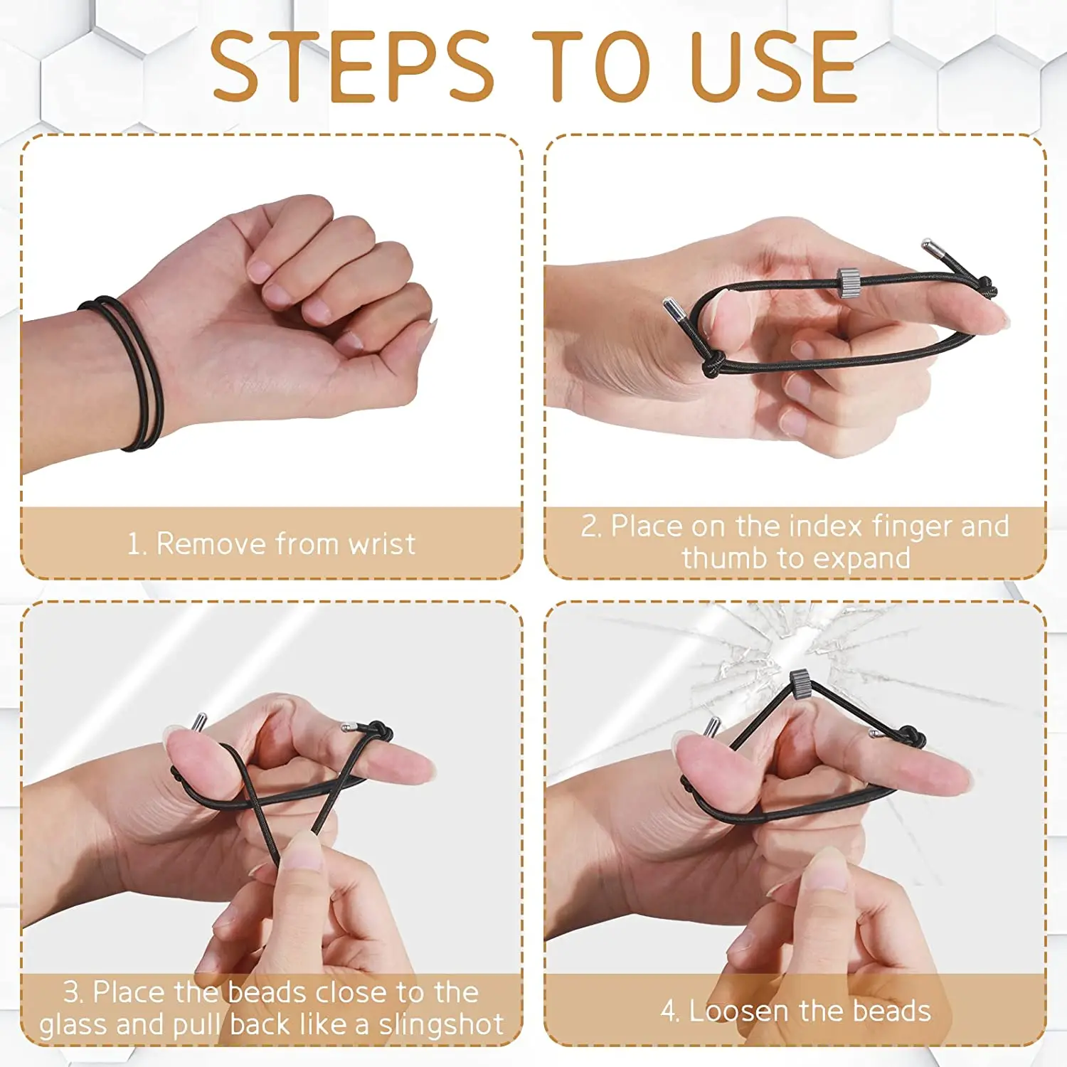 Car Window Glass Breaker Bracelet Wrist Strap with Tungsten Carbide Bead Emergency Rapid Escape Safety Self Rescue Tool